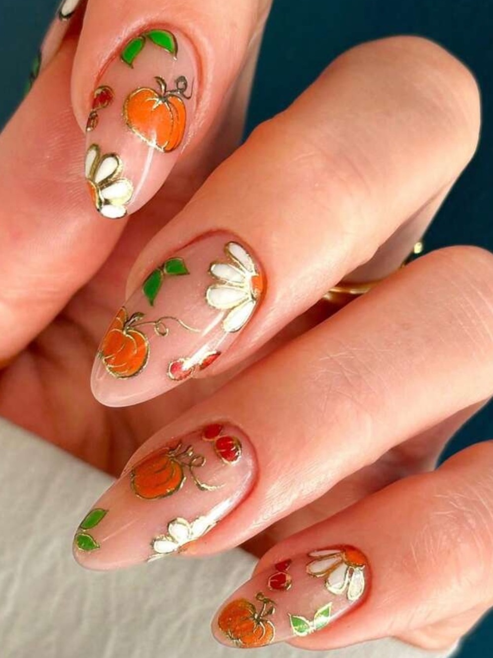 Pumpkin Autumn Acrylic Press On Nails